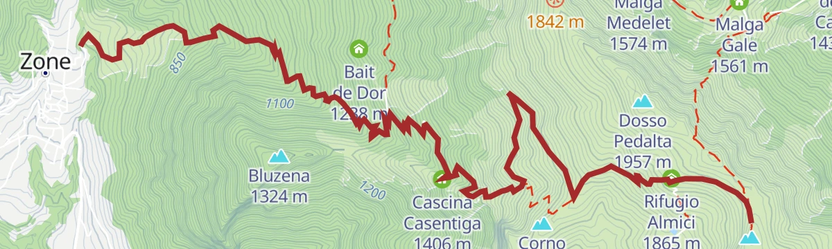 Route map: Trekking da Zone al Monte Guglielmo